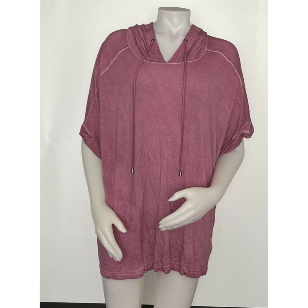 Women’s Hoodie shirt plus Size 1X Cable & gauge Dark Berry Dolman Short Sleeve